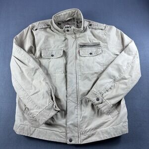 Levi's Jacket Men's L Tan Khaki Blinded Field Utility Cotton Military Zip Collar